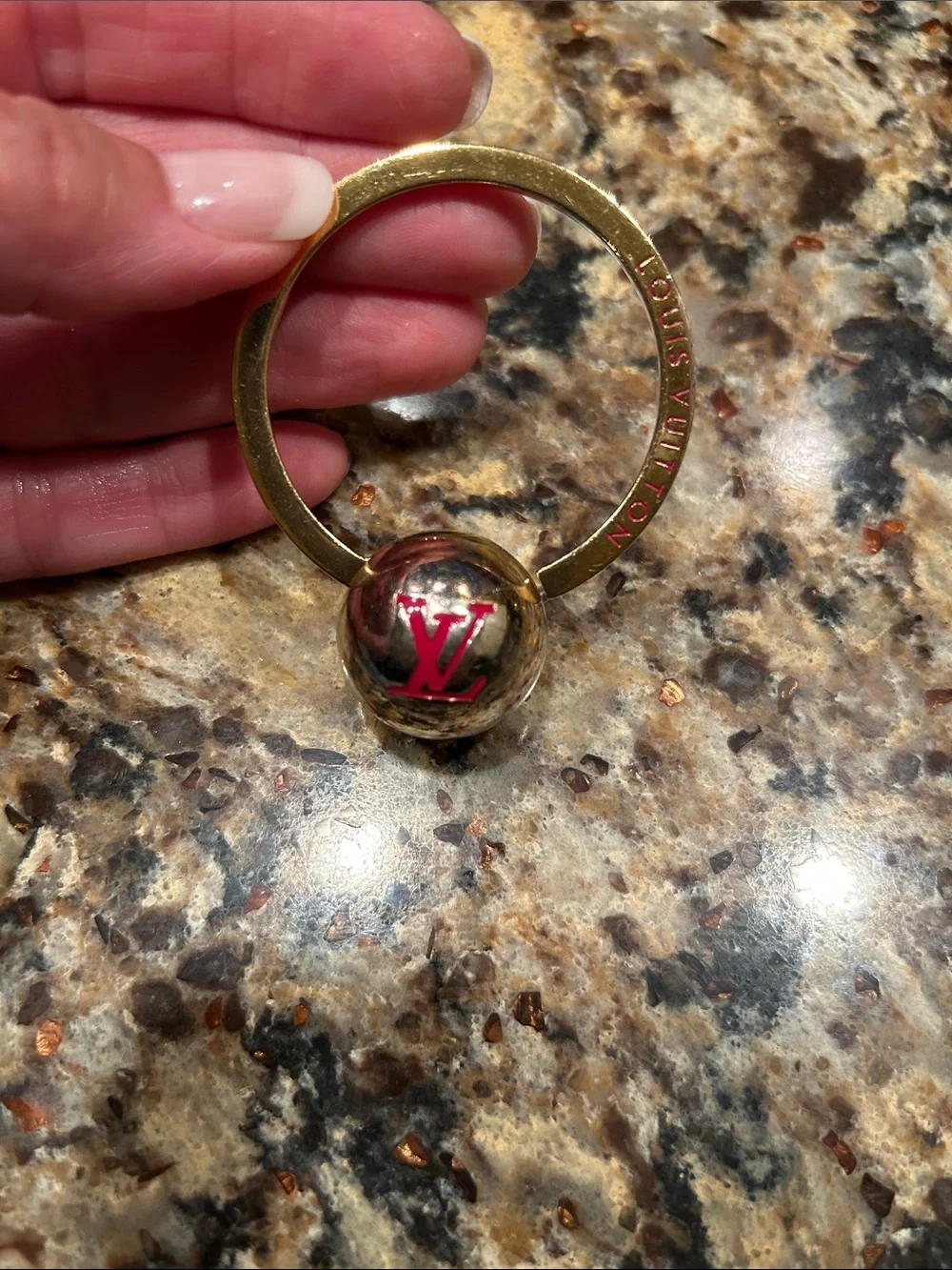 Louis Vuitton Gold and Red Monogram Keyring Charm